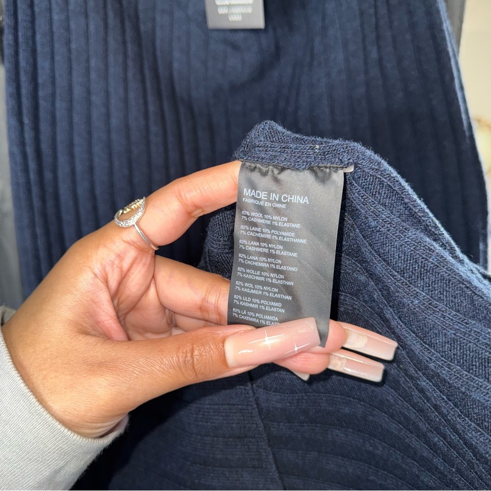 Club Monaco Navy Ribbed Knit Wool Midi Skirt Italian Yarn Womens Small New $150 - Picture 11 of 11